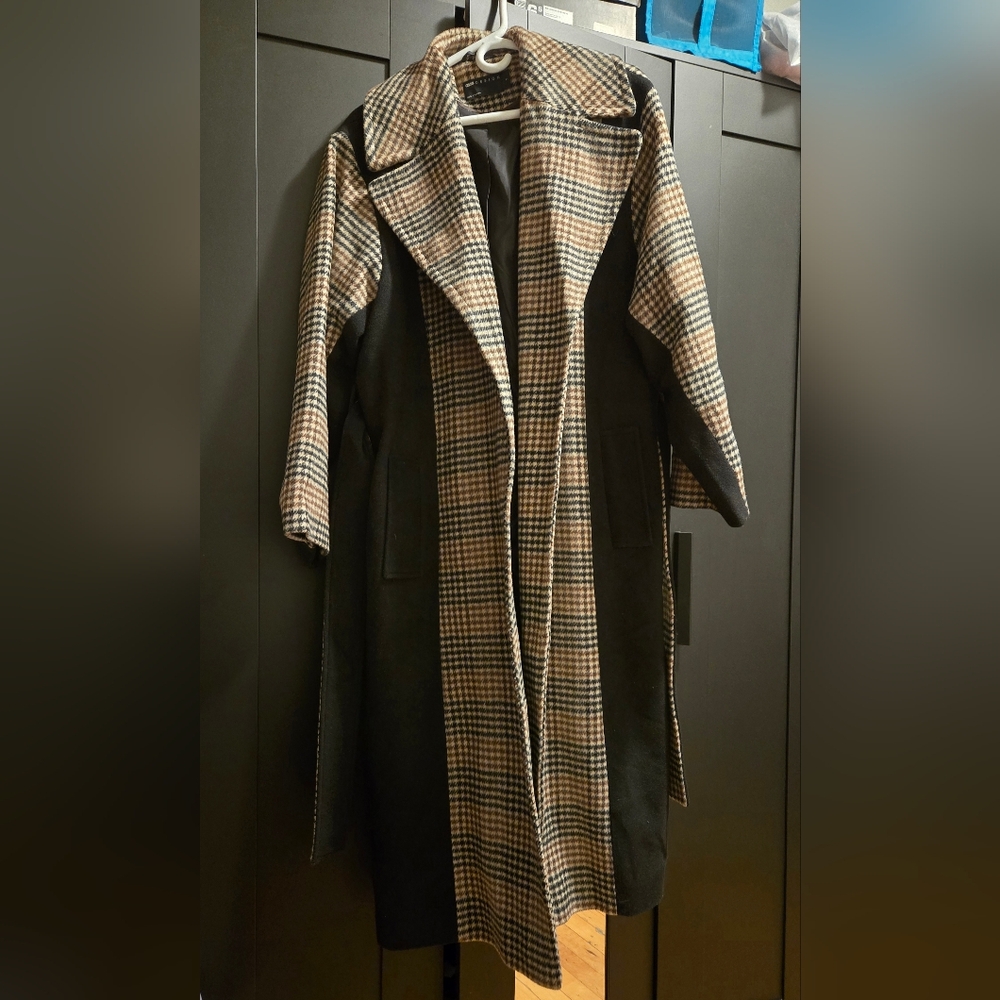 ASOS DESIGN PLAID WOOL MIX COAT